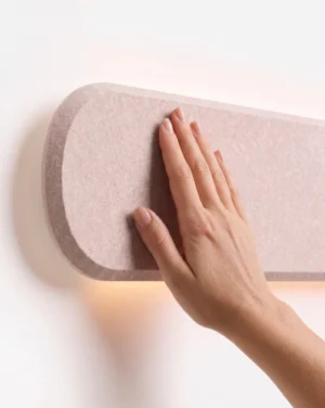 Soft touch of PET felt in a wall light